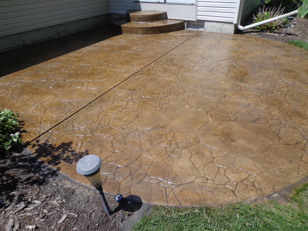 Stamped concrete patio finish, close up