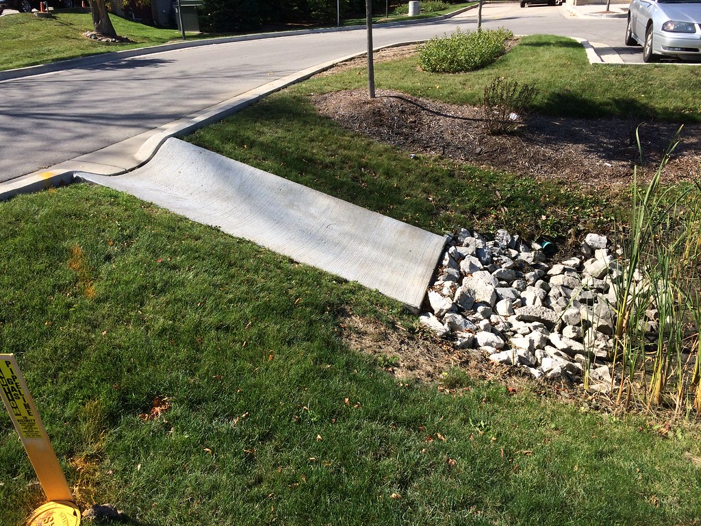 Concrete spillway channel for stormwater drainage